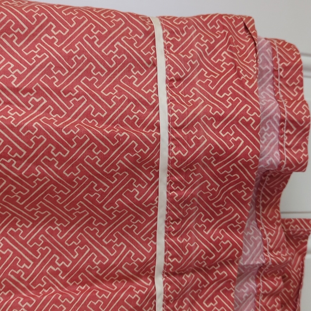 Ralph Lauren Villa Camelia Fretwork Paprika Twin Flat Sheet.